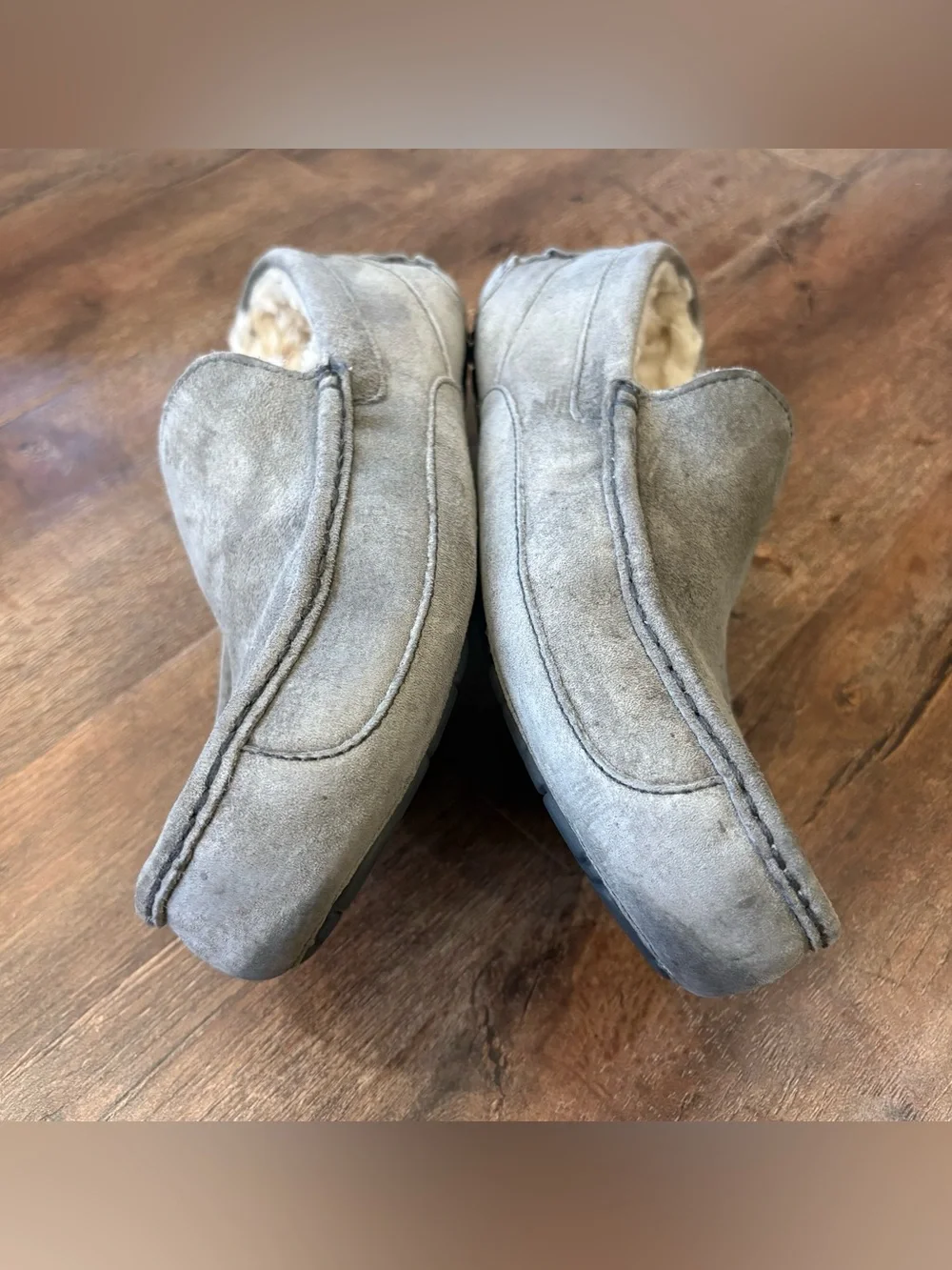UGG Australia Ascot Slippers Men’s 13 Gray Suede Sheepskin Lined Moccasins